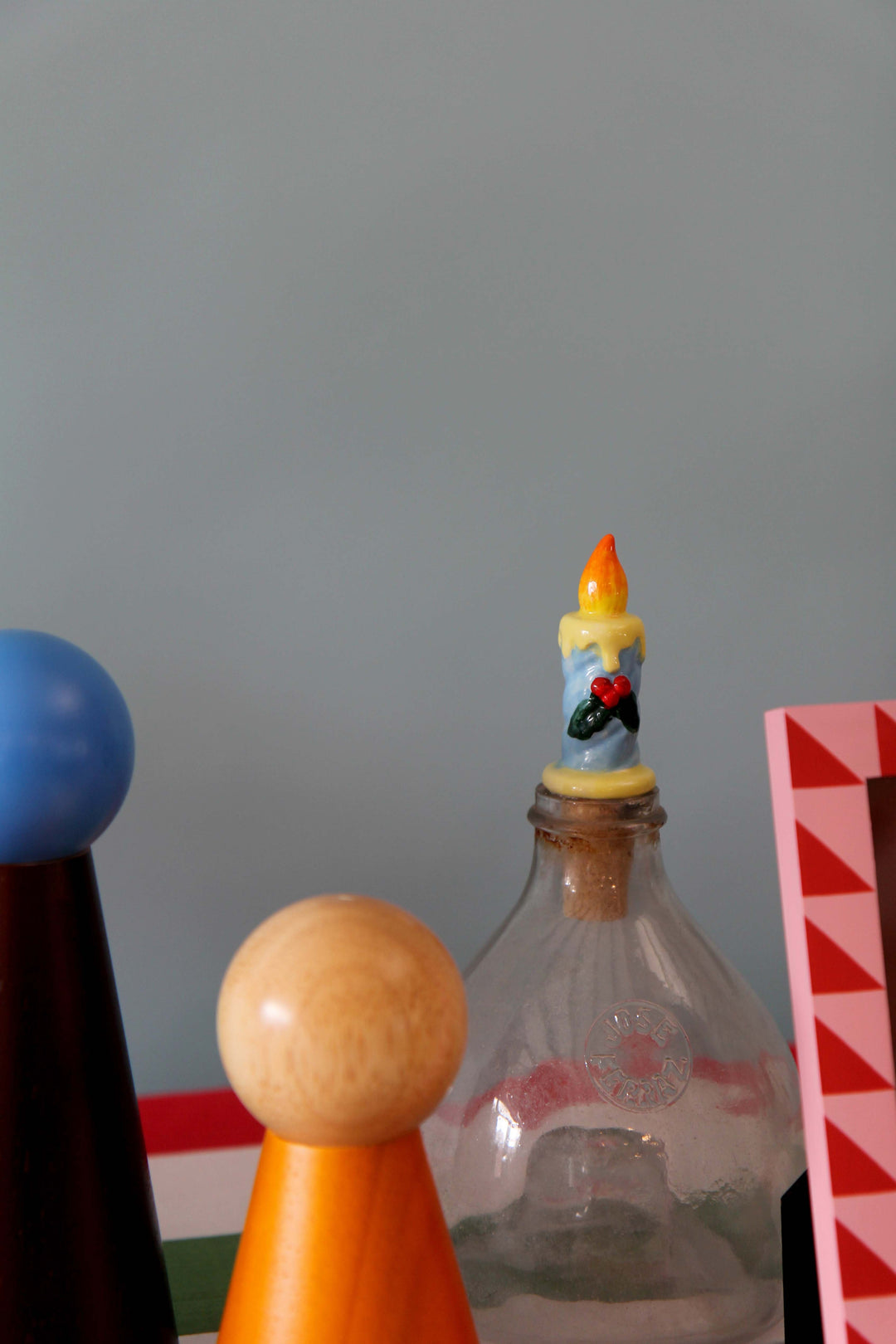 Bottle Stopper Candle / Light Blue