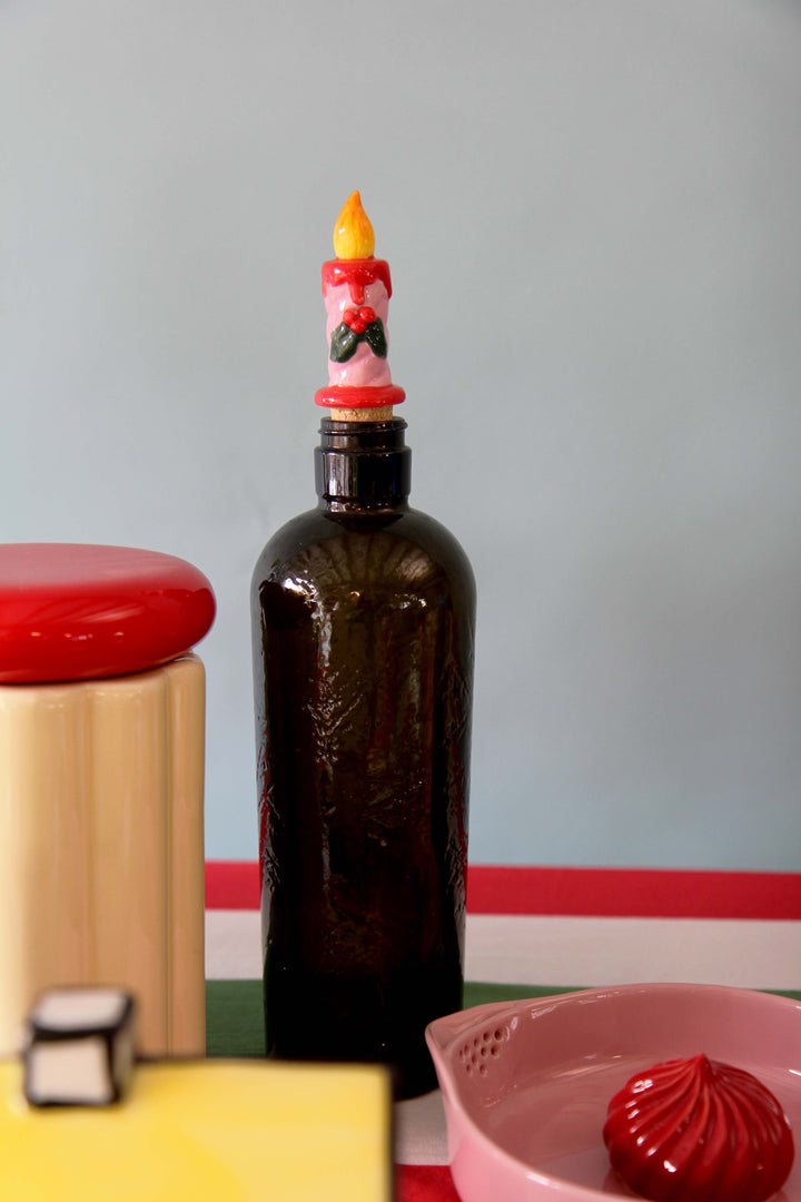 Bottle Stopper Candle / Pink