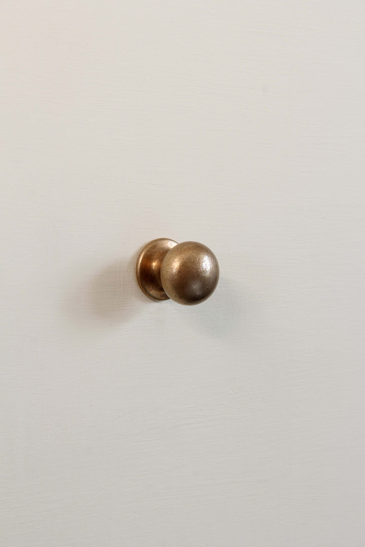Button Spice Drawer Knob / Solid Antique Brass 18mm