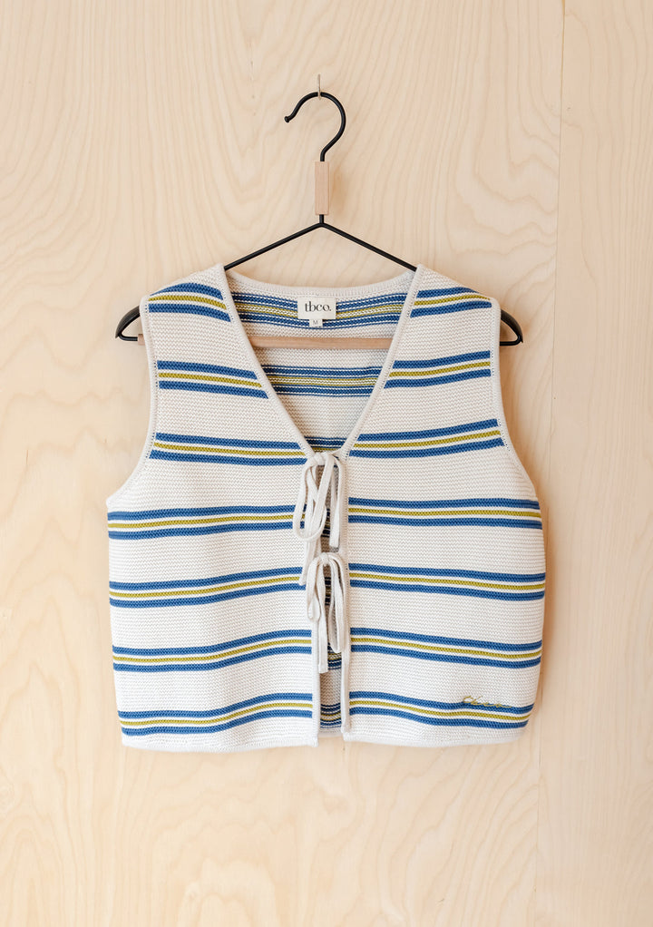 cream and navy stripe knitted vest