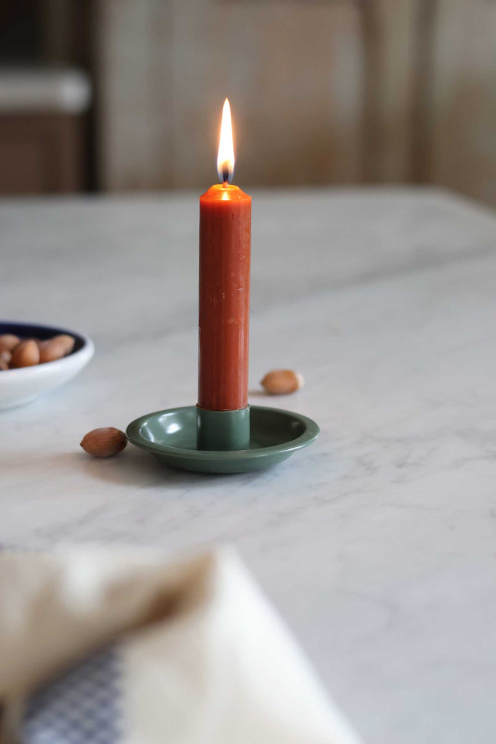 Candle Holder Dinner Green
