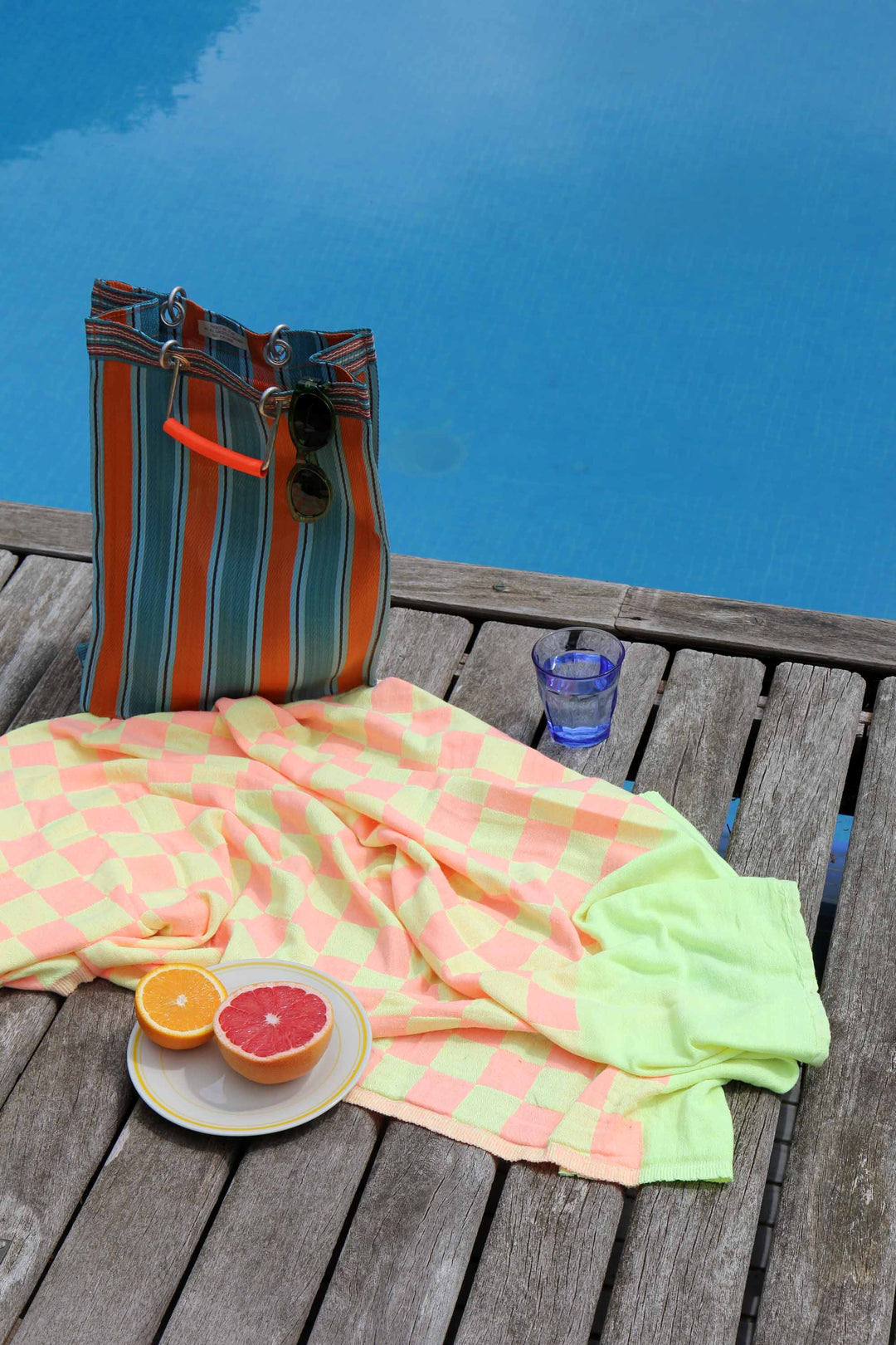 Check Turkish Towel / Neon Pink and Yellow