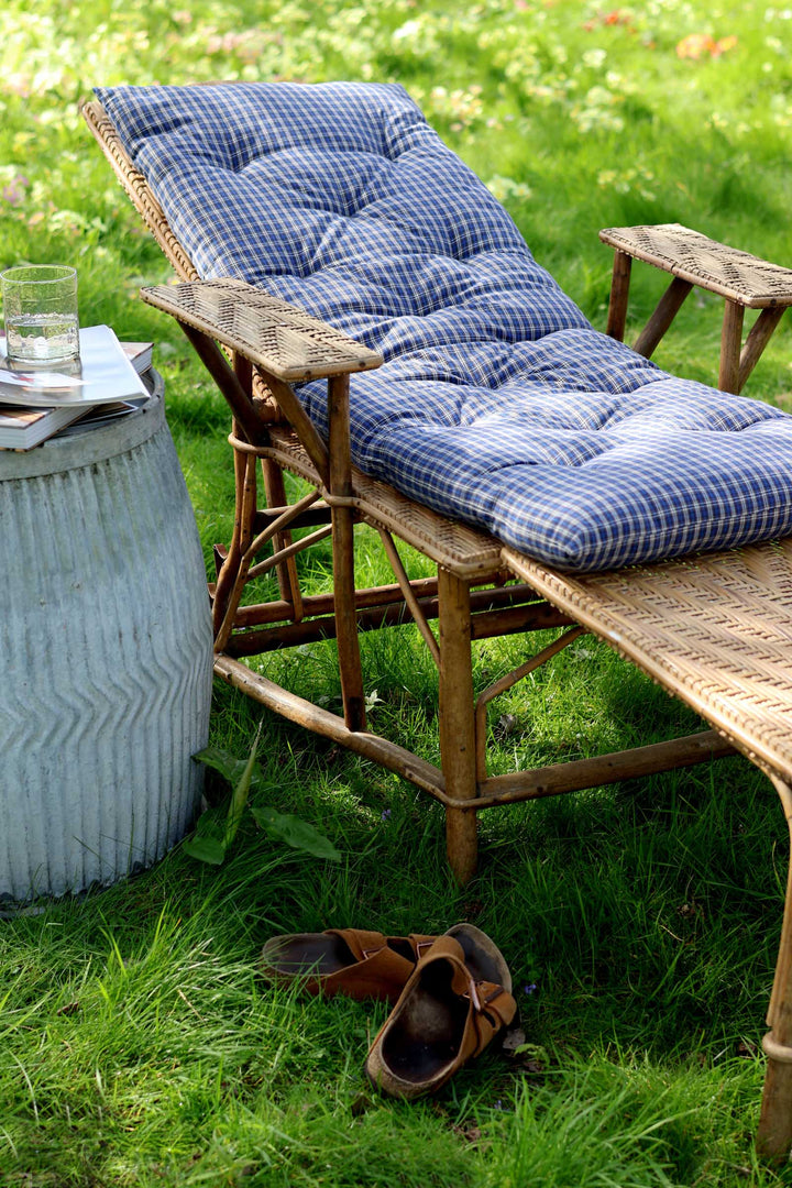 Checked Cotton Mattress 45x125cm / Blue Grey White