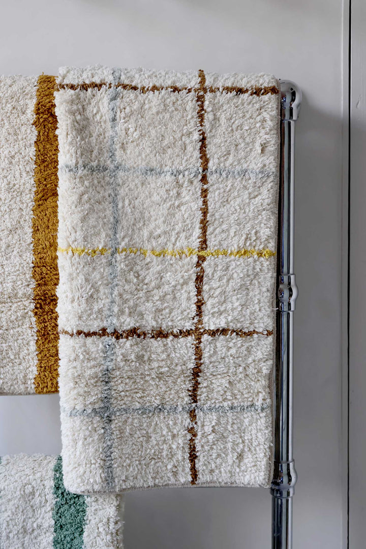 Checked Tufted Bathmat 60x90cm / Yellow Brown Lt.Grey 1
