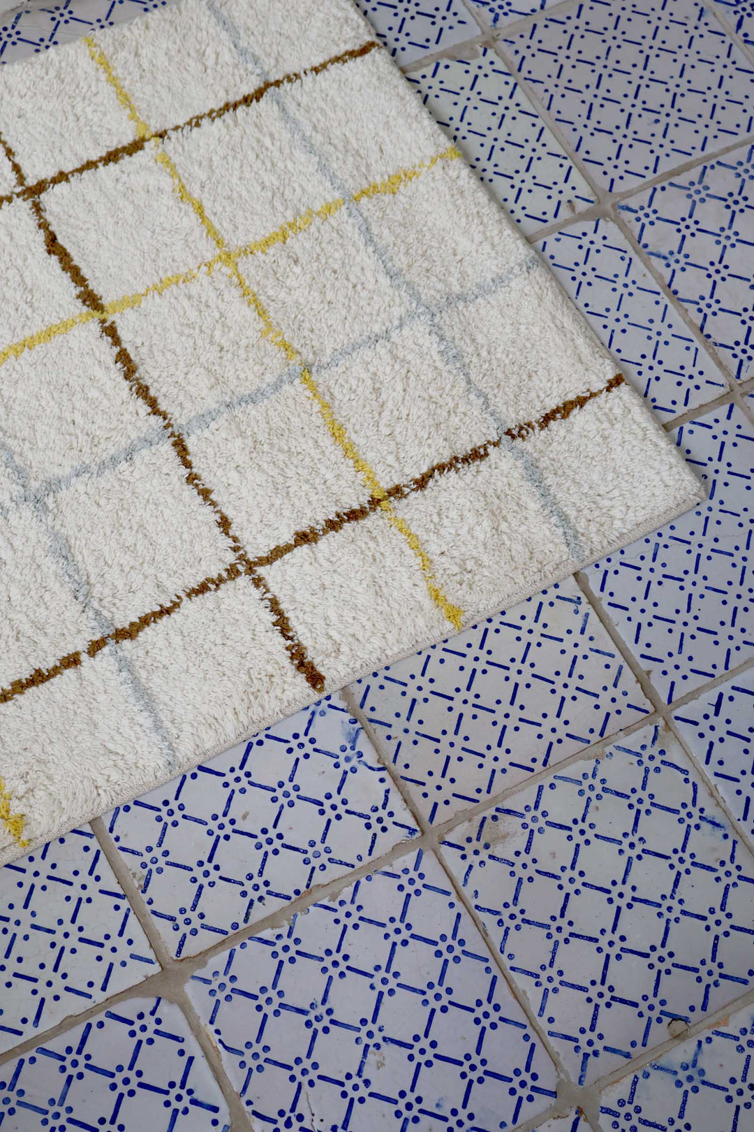 Checked Tufted Bathmat 60x90cm / Yellow Brown Lt.Grey 2