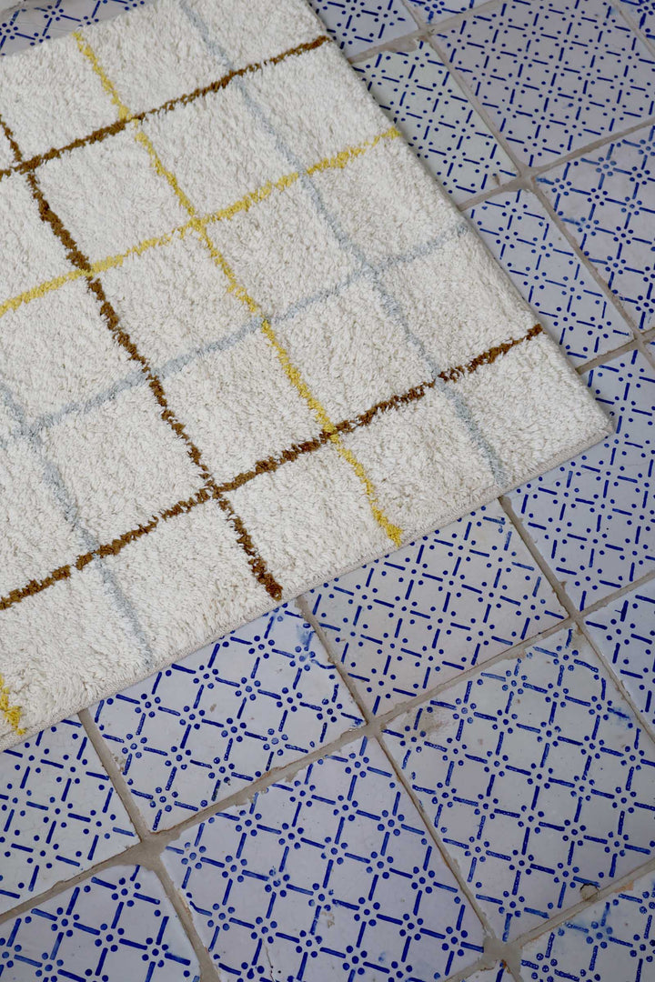 Checked Tufted Bathmat 60x90cm / Yellow Brown Lt.Grey 2