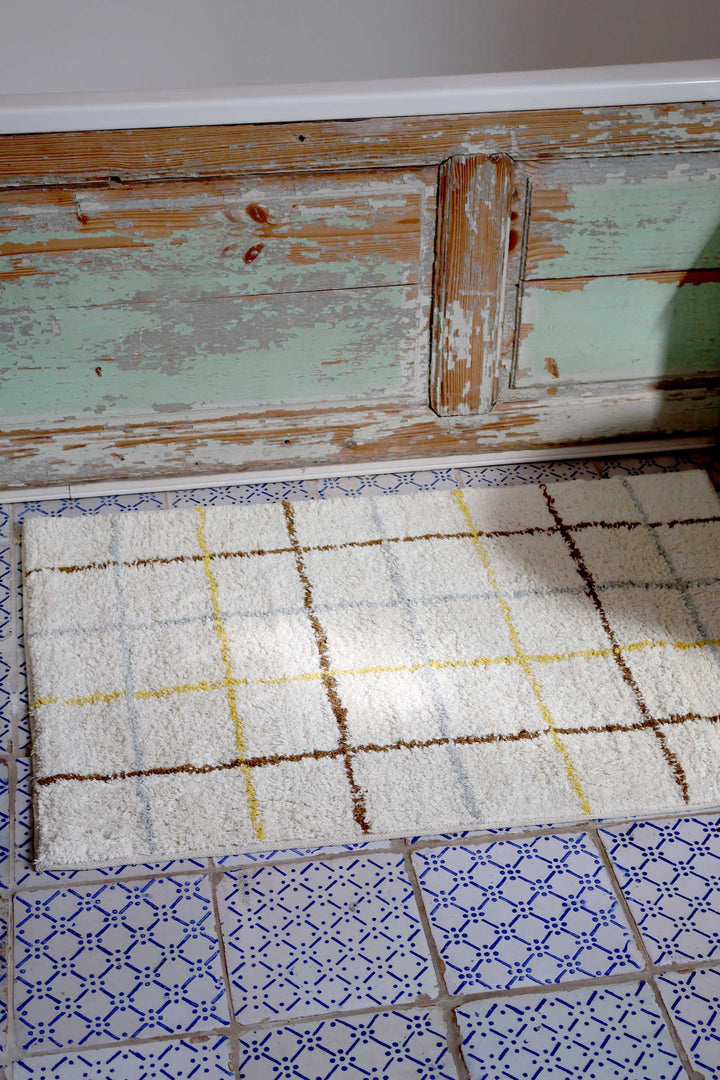 Checked Tufted Bathmat 60x90cm / Yellow Brown Lt.Grey