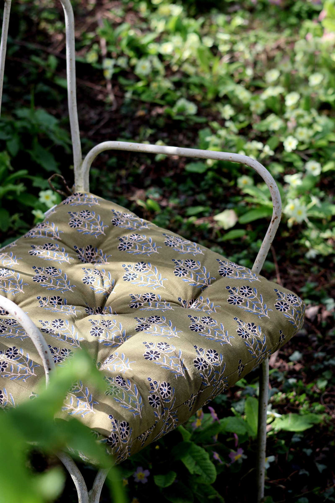 Cotton Chair Pad 45x45cm / Olive Nude Blue