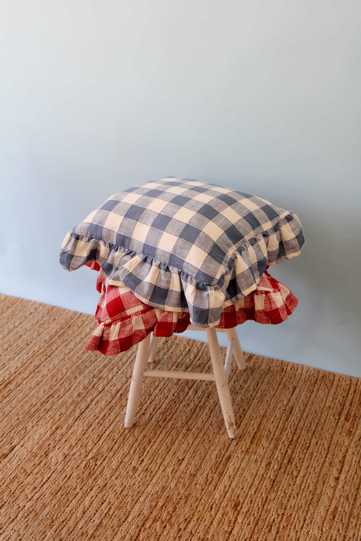 Cushion Cover Ida Check Blue/White