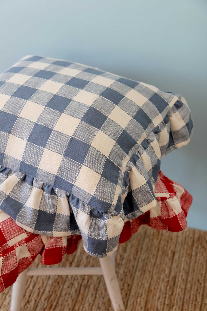 Cushion Cover Ida Check Blue/White