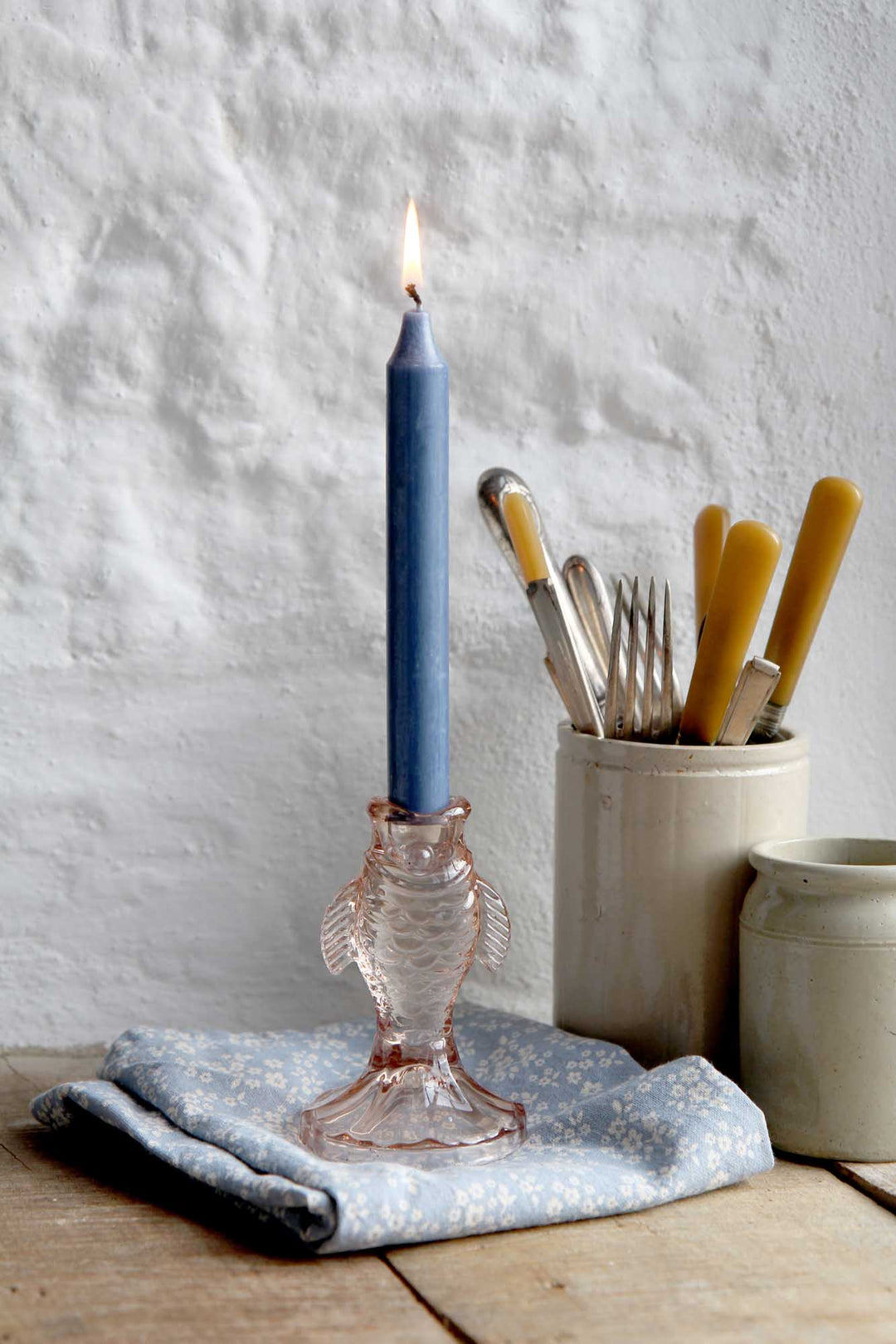 Dinner Candle Rustic 18cm / Dusty Blue