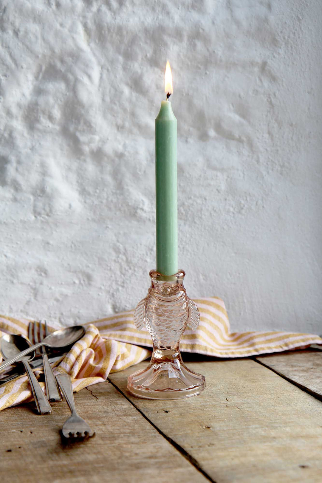 Dinner Candle Rustic 18cm / Dusty Green