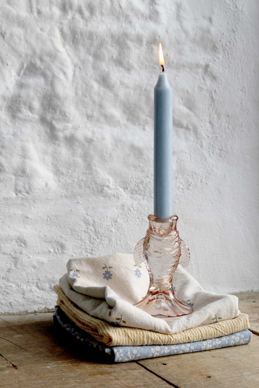 Dinner Candle Rustic 18cm / Light Blue