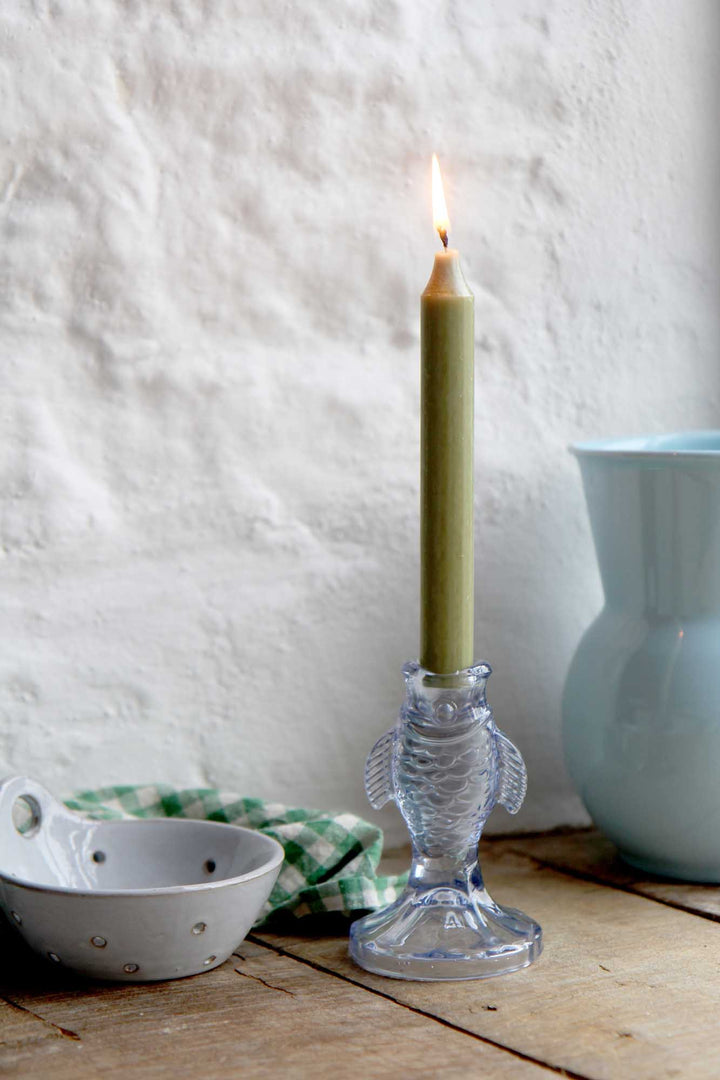 Dinner Candle Rustic 18cm / Moss Green