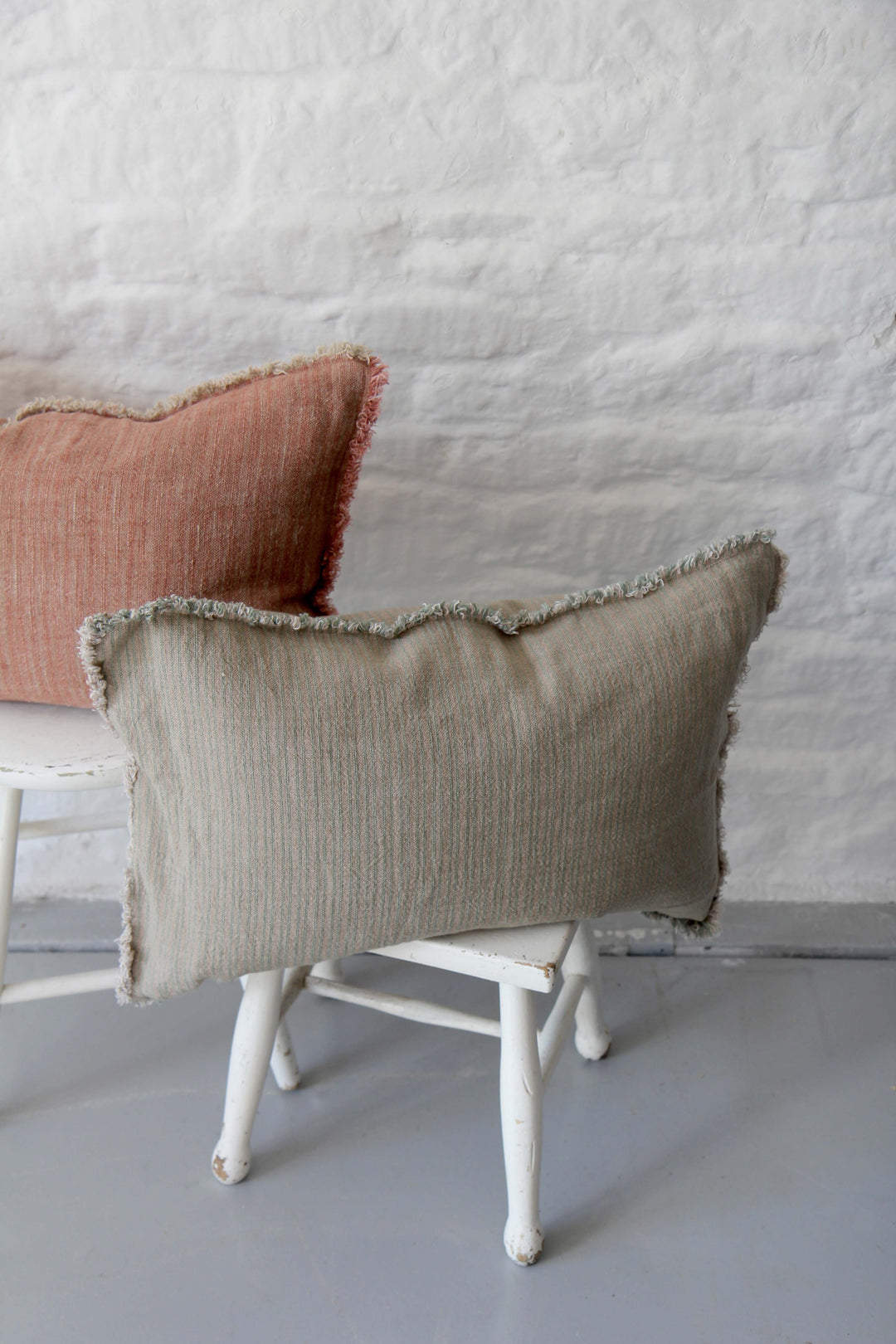 Dusty Green Striped Cushion / 40x60cm