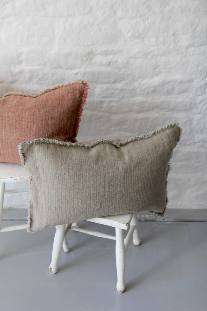 Dusty Green Striped Cushion / 40x60cm