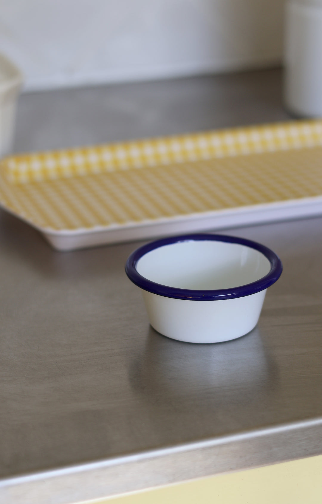 Enamelware Blue and White Ramekin