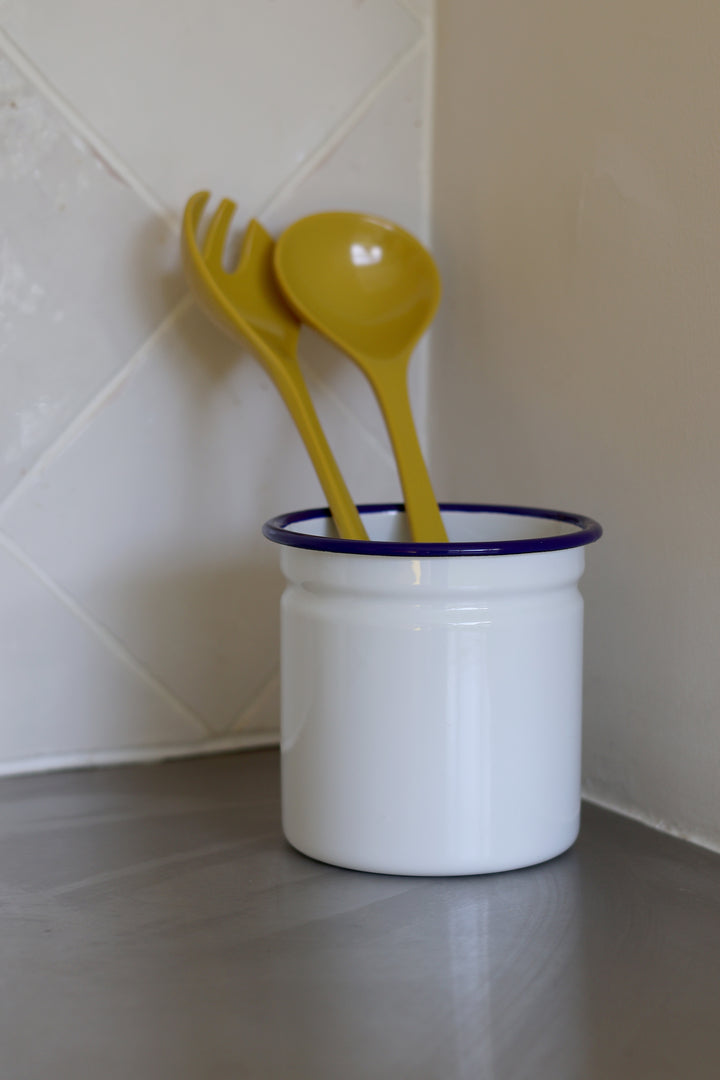 Enamelware Blue and White Utensil Pot