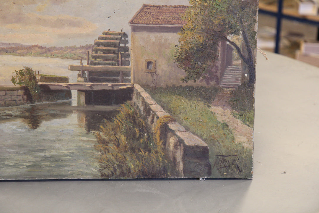 vintage oil painting frank griffith harbour scene