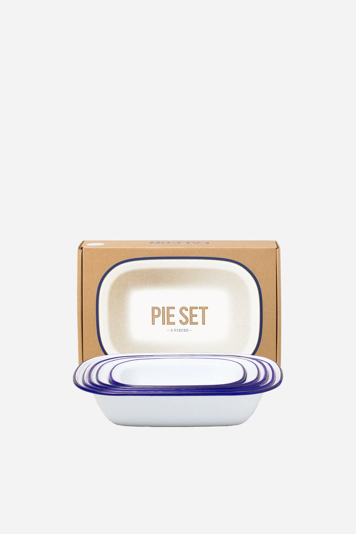 Falcon Enamelware Pie Set / White w. Blue Rim