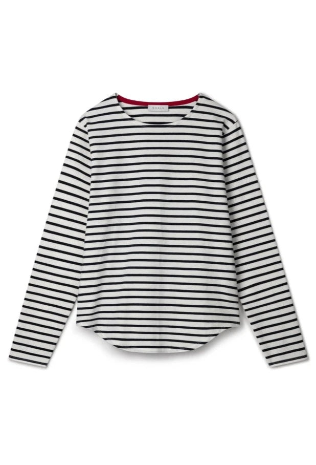 Fleur Stripe T Shirt / Navy
