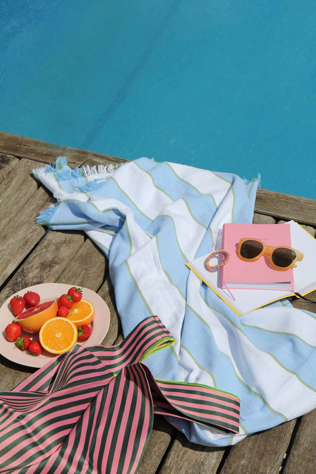 Fresco Turkish Towel / Blue Green Stripe
