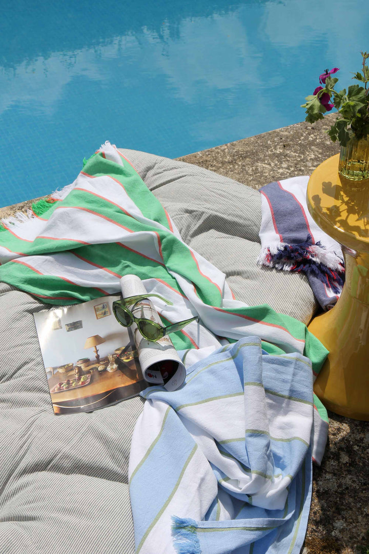 Fresco Turkish Towel / Blue Green Stripe
