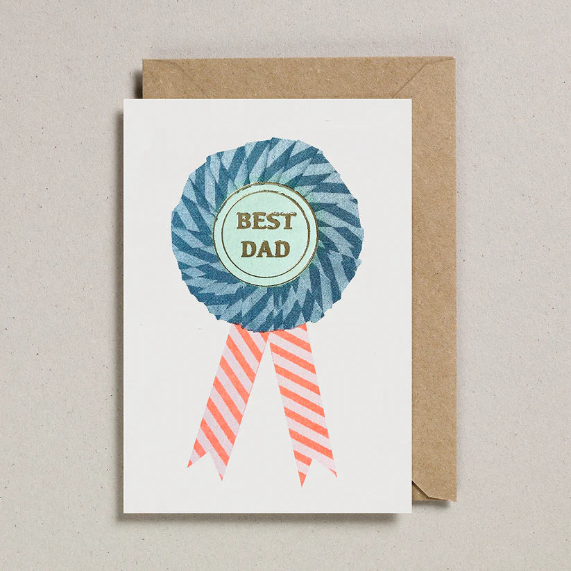 Best Dad Father's Day Card Rosette / Teal Orange