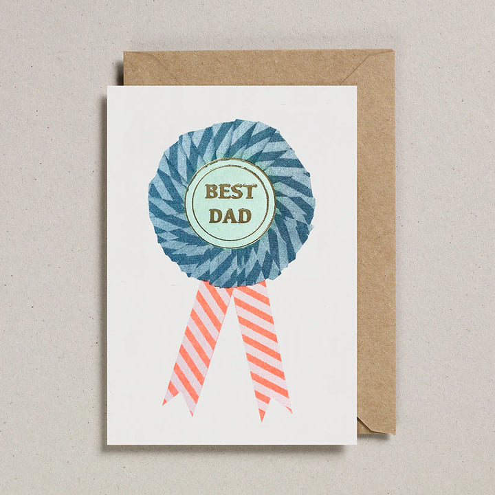 Best Dad Father's Day Card Rosette / Teal Orange