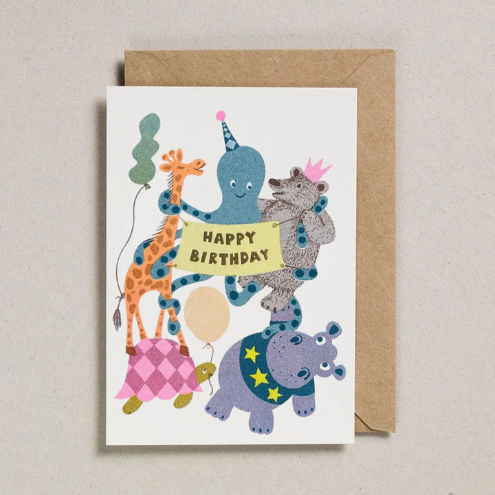 Kids Happy Birthday Card Pets Party