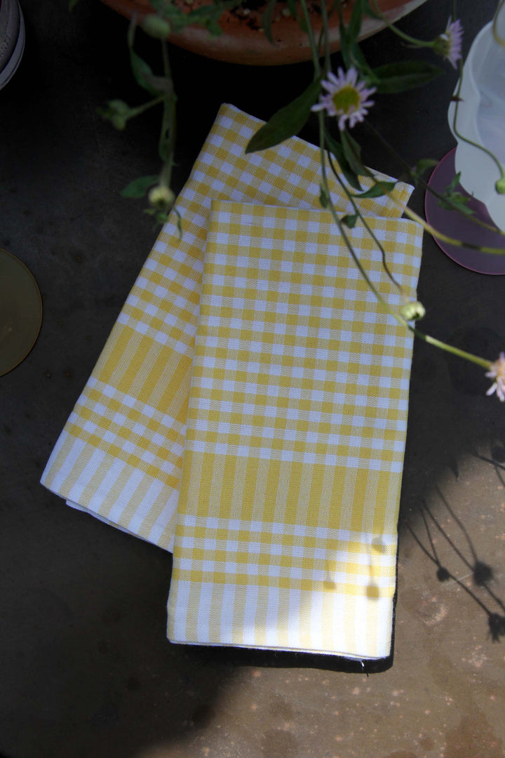 yellow gingham t-towel