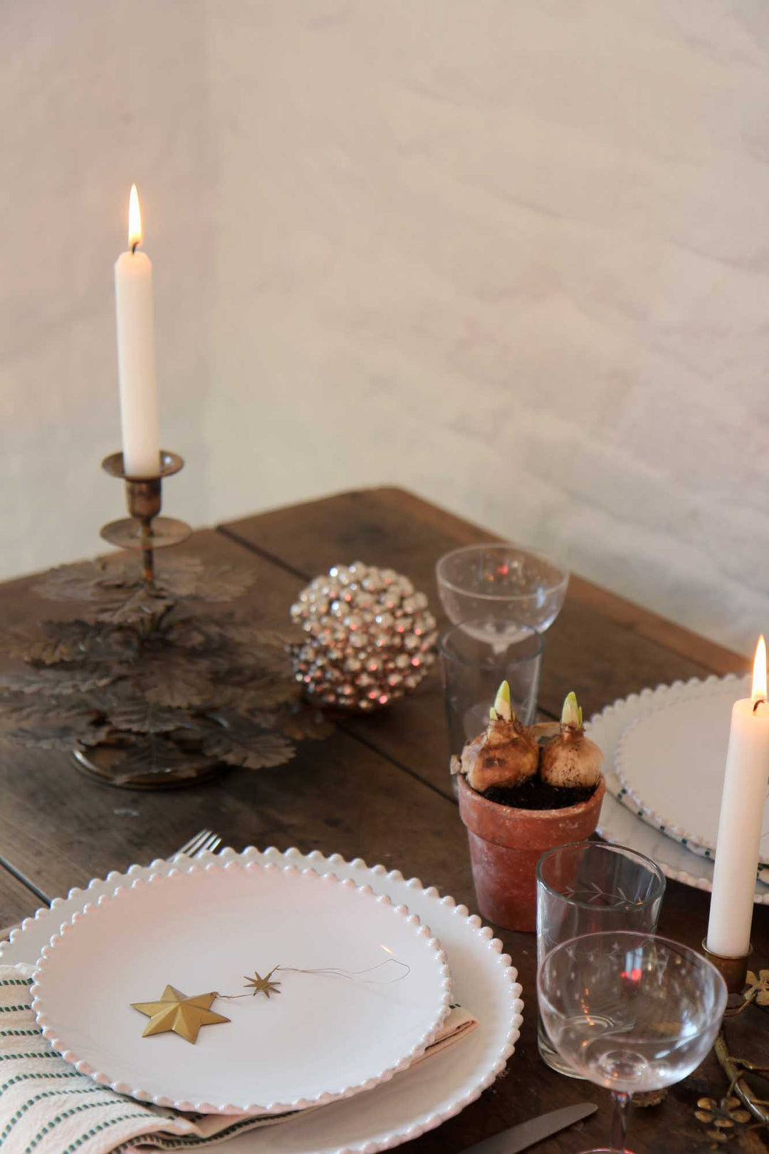 Antique Gold Oak Leaf Candle Holder