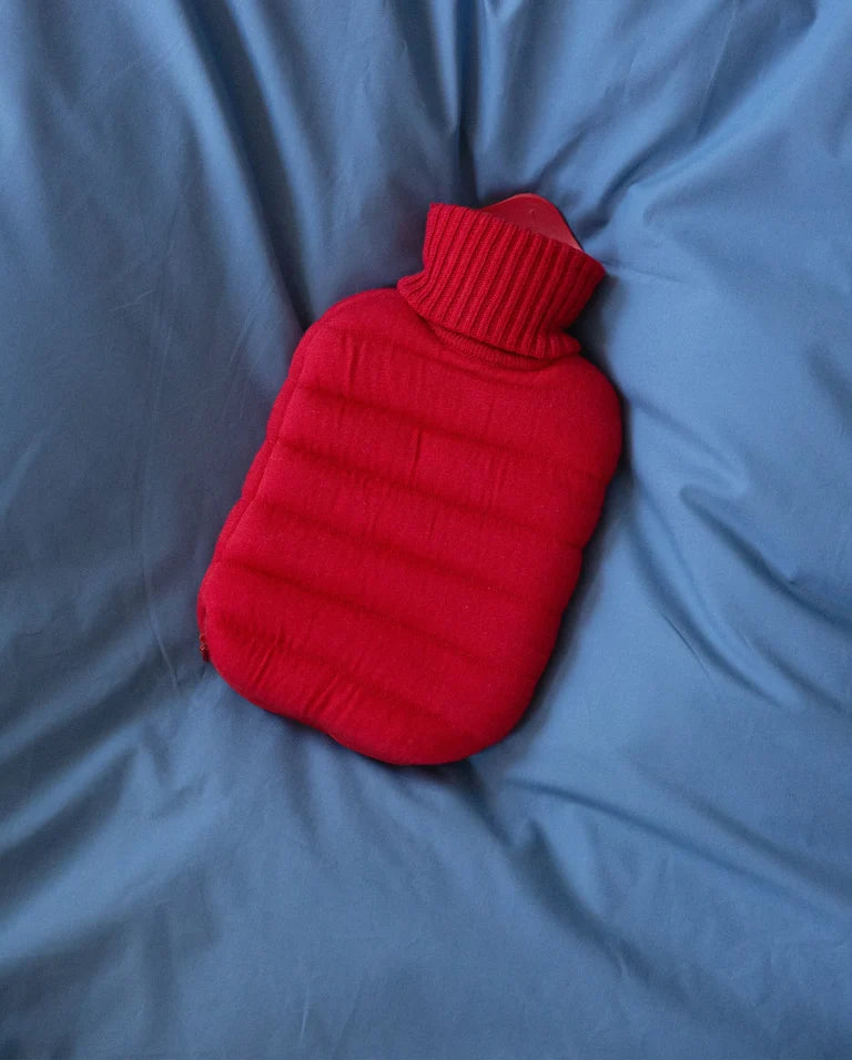 Mini Puffy Hot Water Bottle / Cherry Red