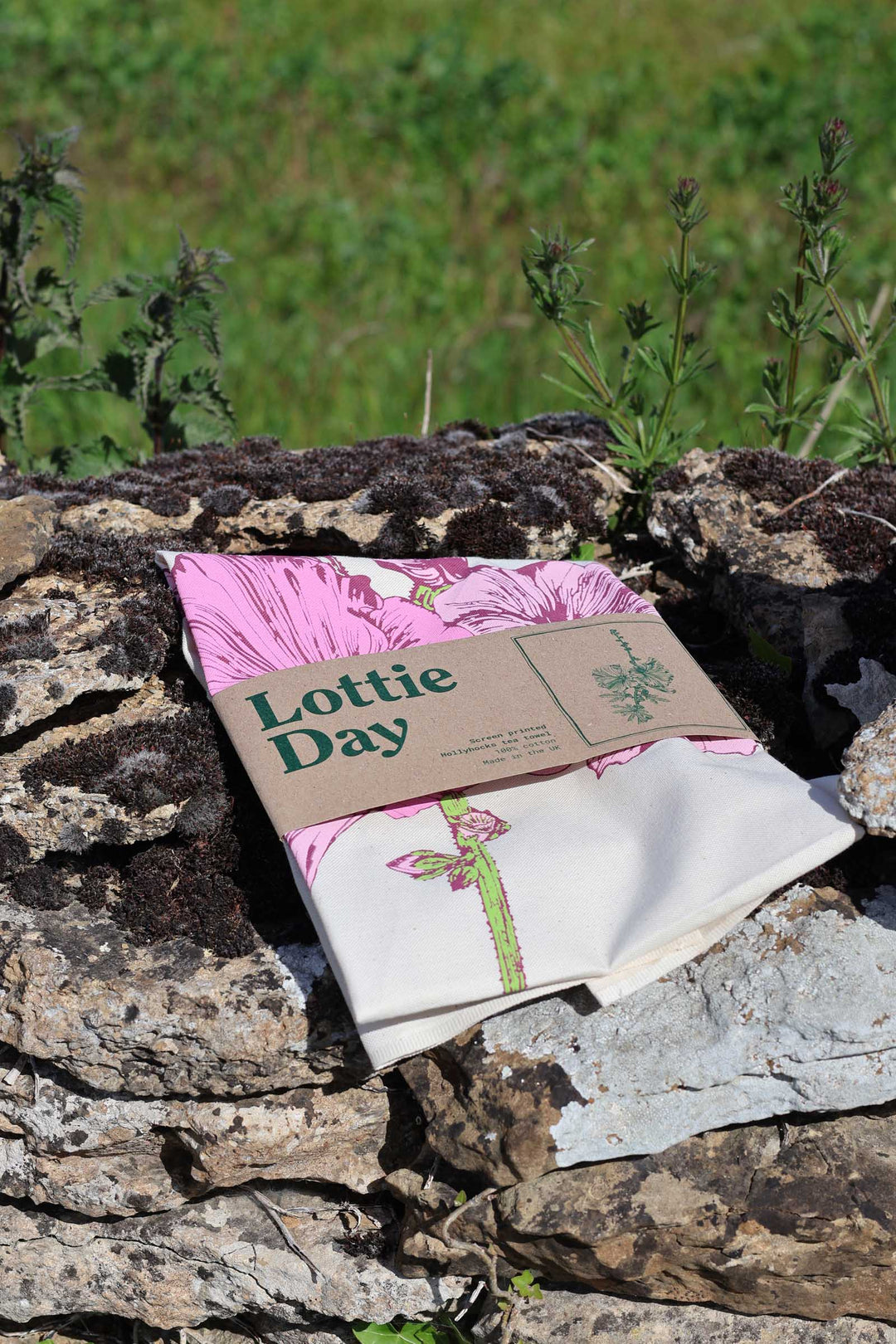 Hollyhocks Tea Towel