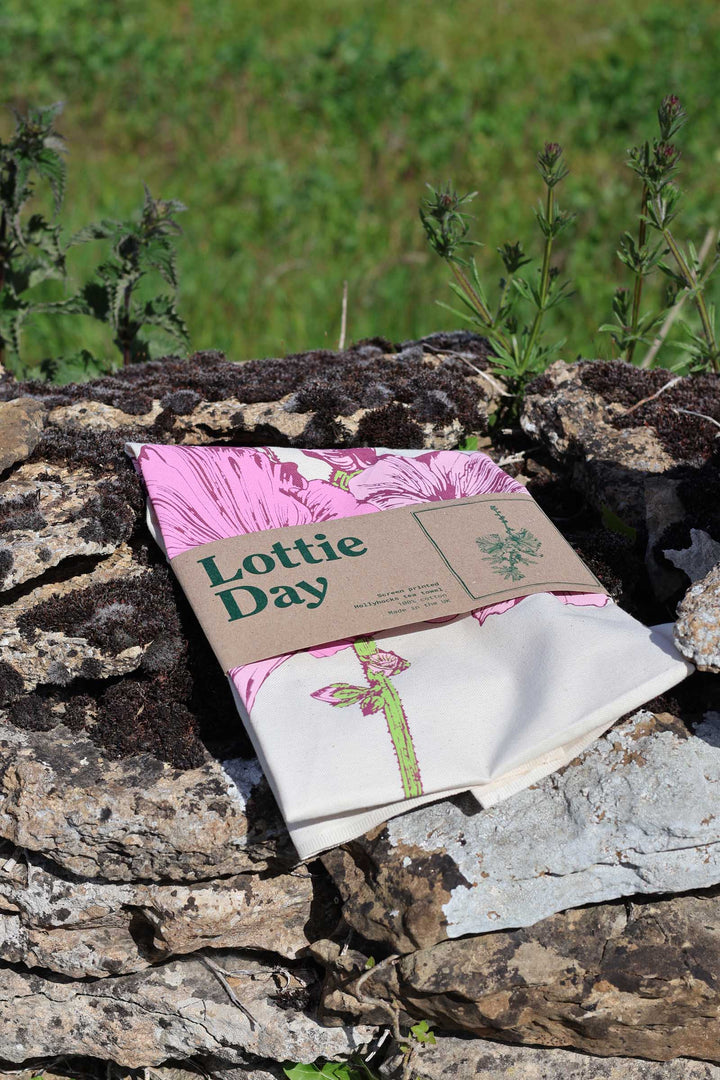 Hollyhocks Tea Towel
