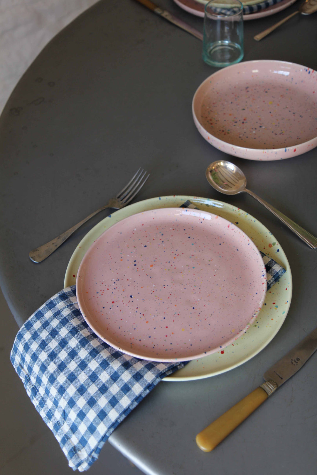 Stoneware Splatter Salad Plate 22cm / Pink