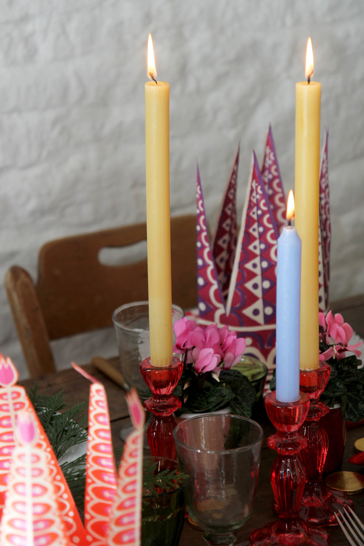 Boho Red Glass Candle Holder