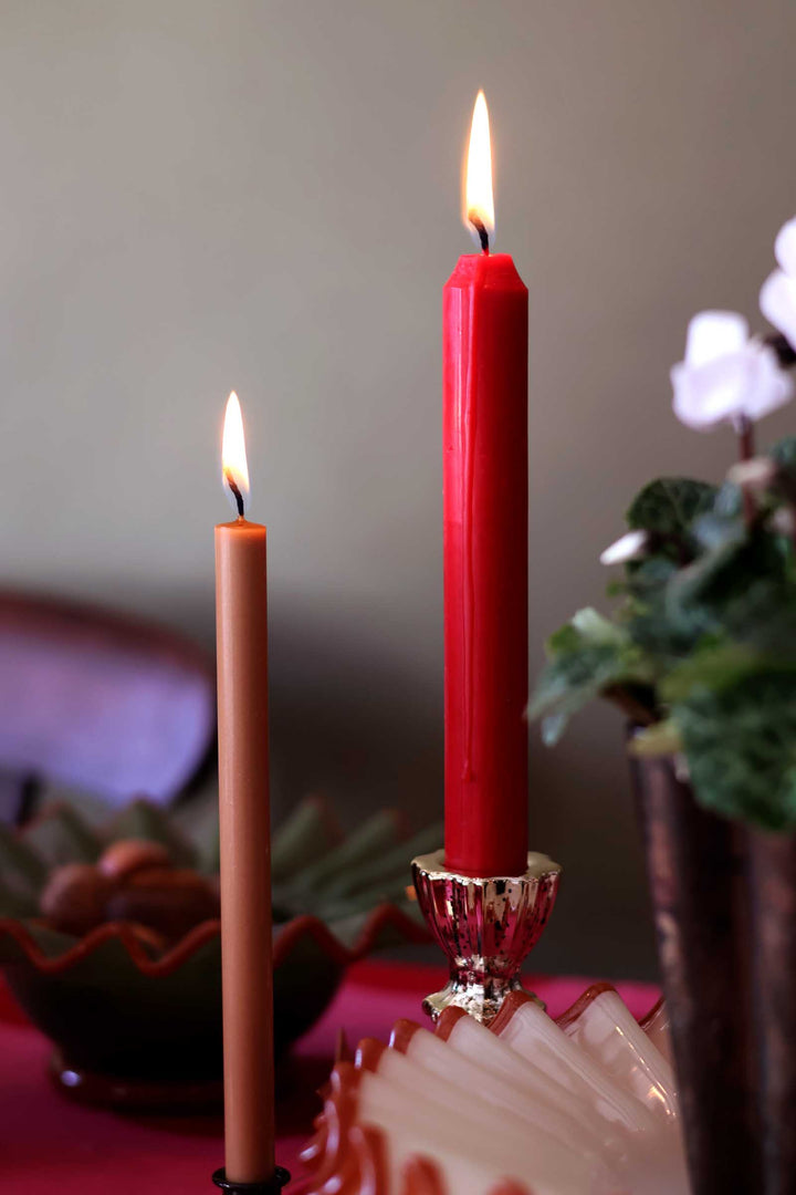 Dinner Candle Rustic 18cm / Red