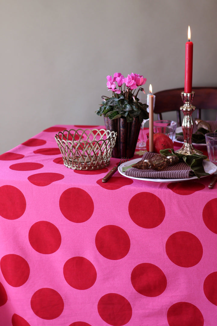 Pink and Red Spot Tablecloth