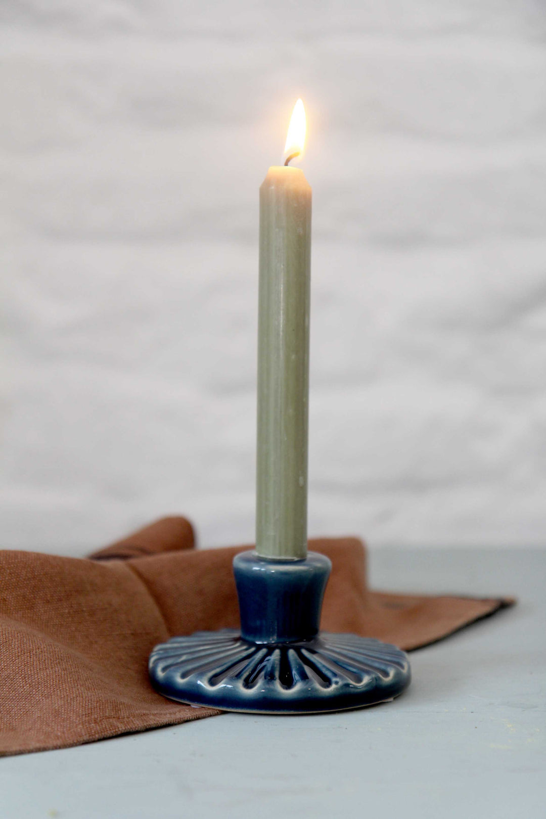 Navy Ceramic Round Candle Holder