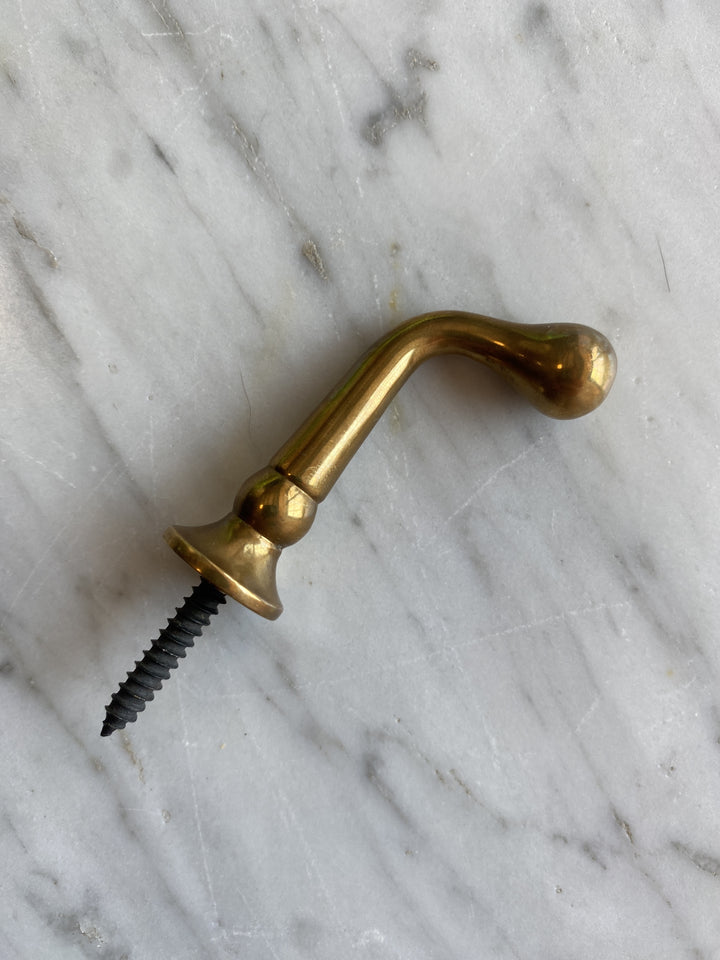Ball End Larder Hook / Solid Antique Brass 55mm