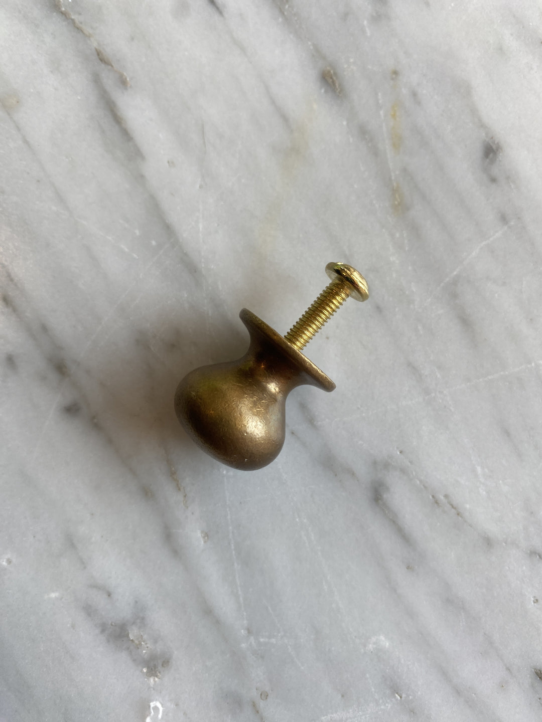 Button Spice Drawer Knob / Solid Antique Brass 18mm