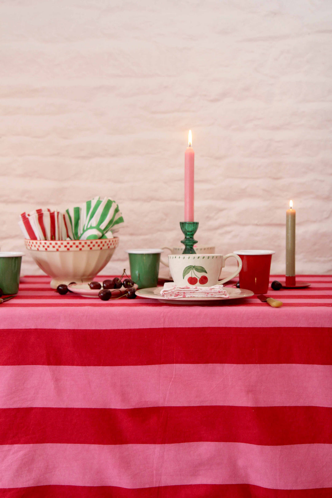 Tablecloth / Red Pink Stripe