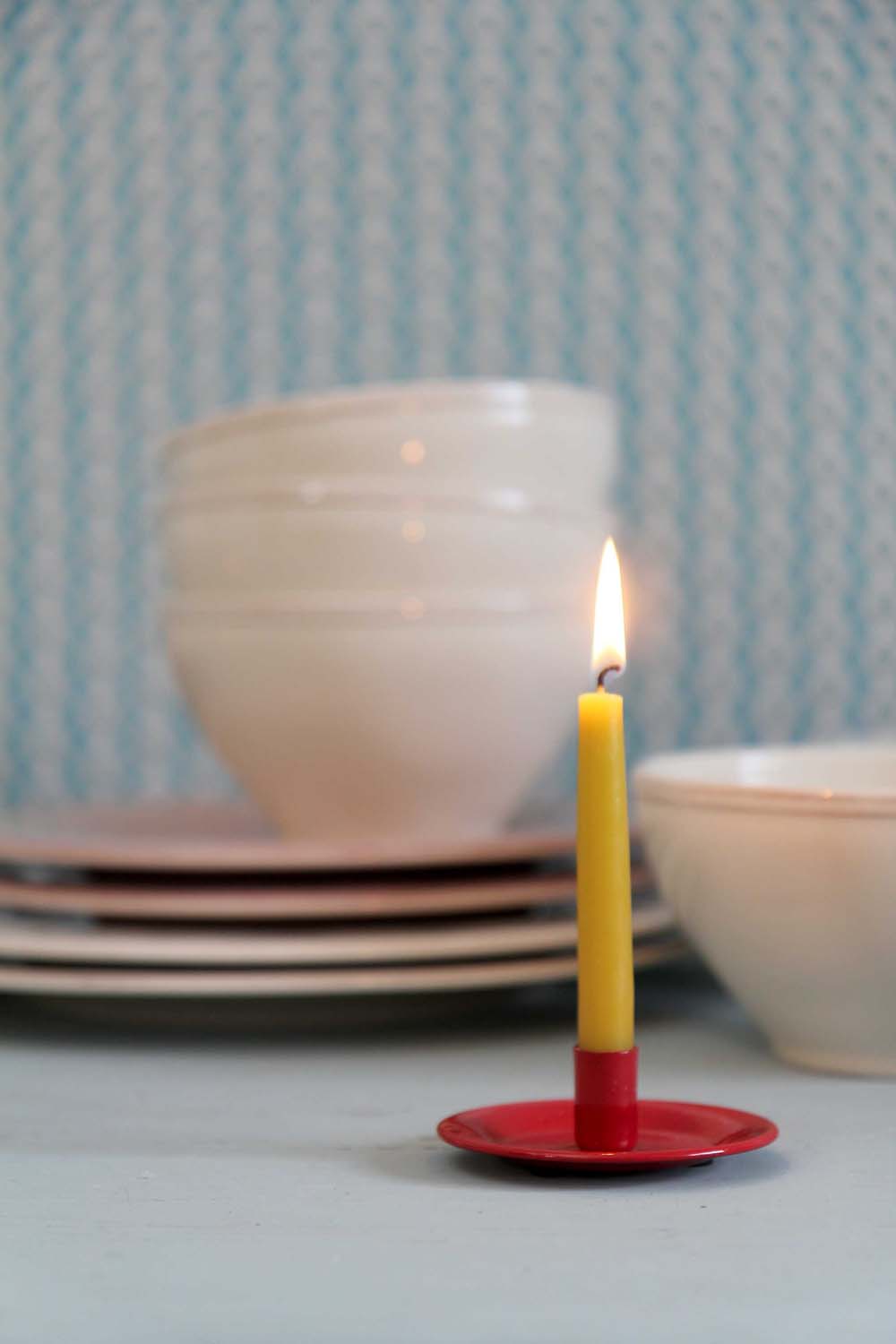 Candle Holder Taper Candle Red