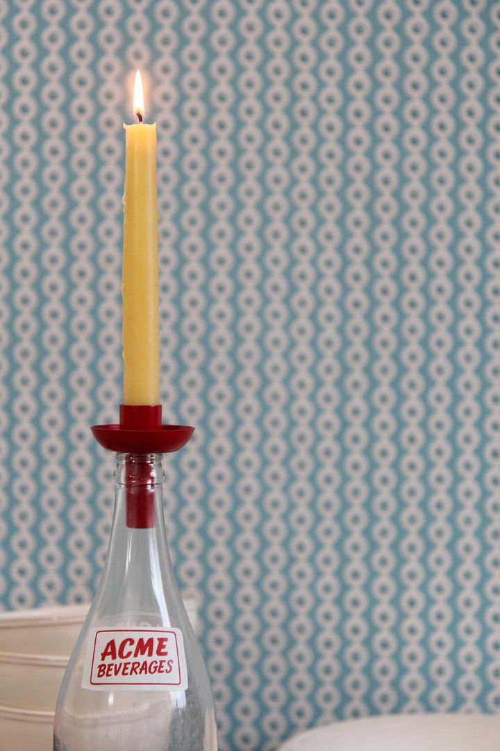 Red Enamel Bottle Candle Holder