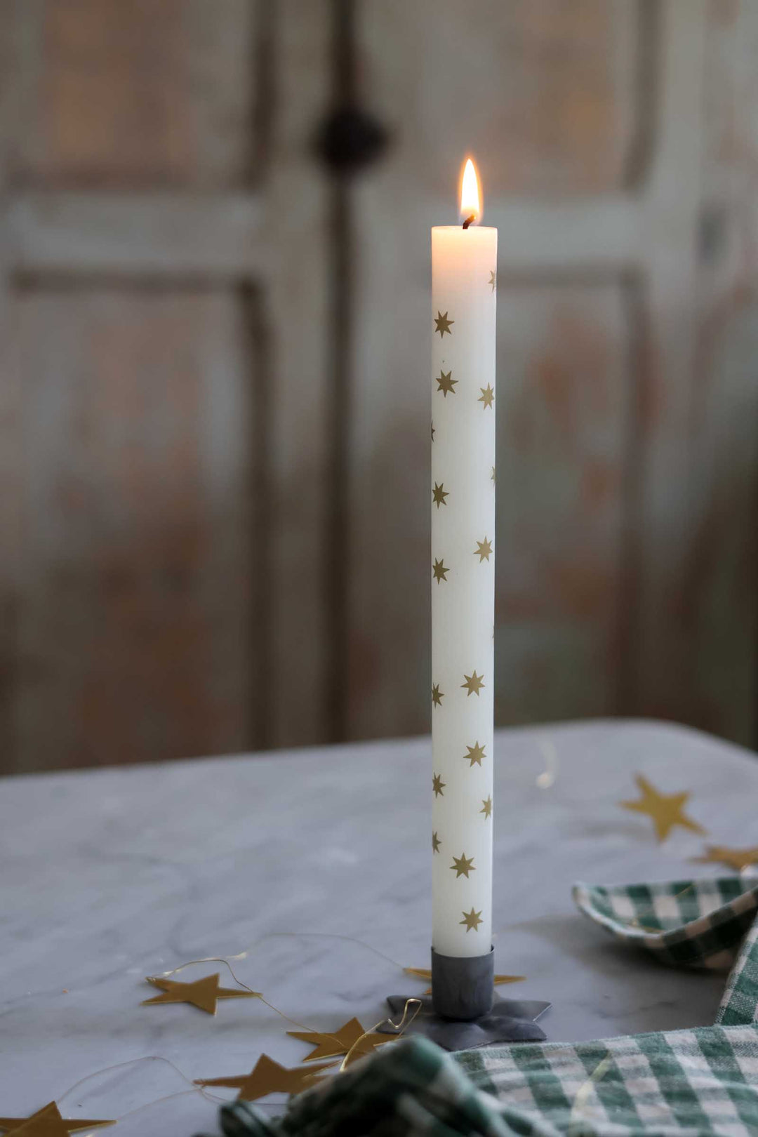 Dinner Candle 28cm / Gold Stars