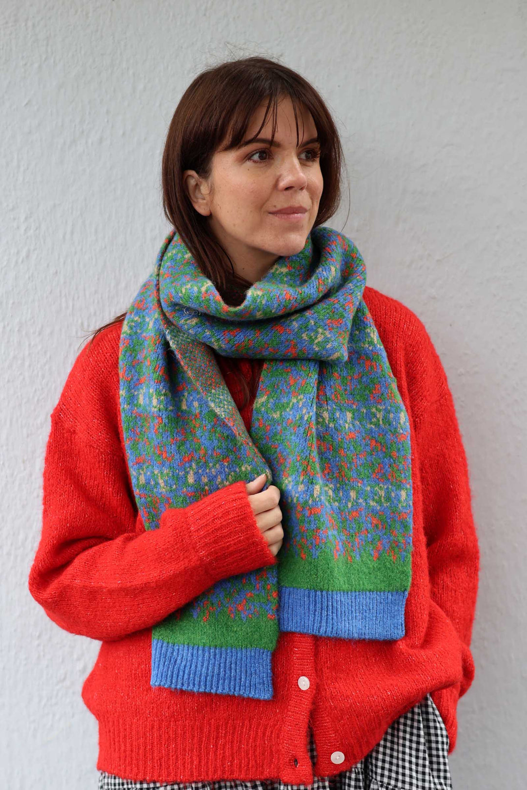 Match Patterned Scarf / Sax Blue