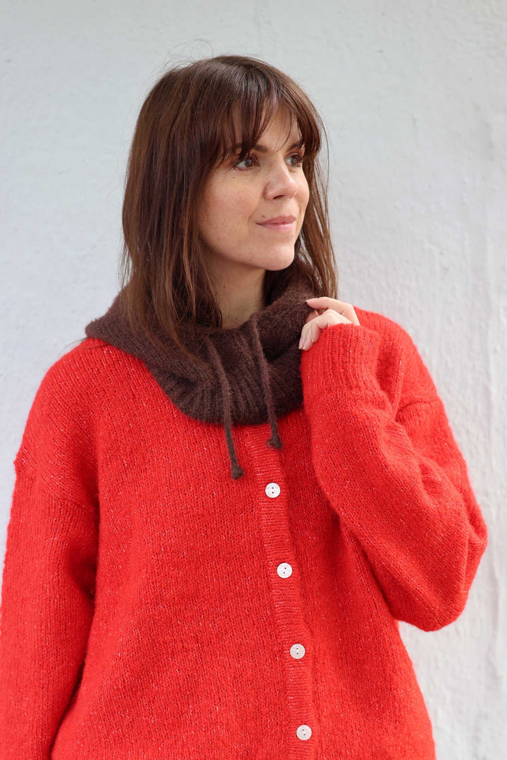 Knitted Snood Hood / Chocolate