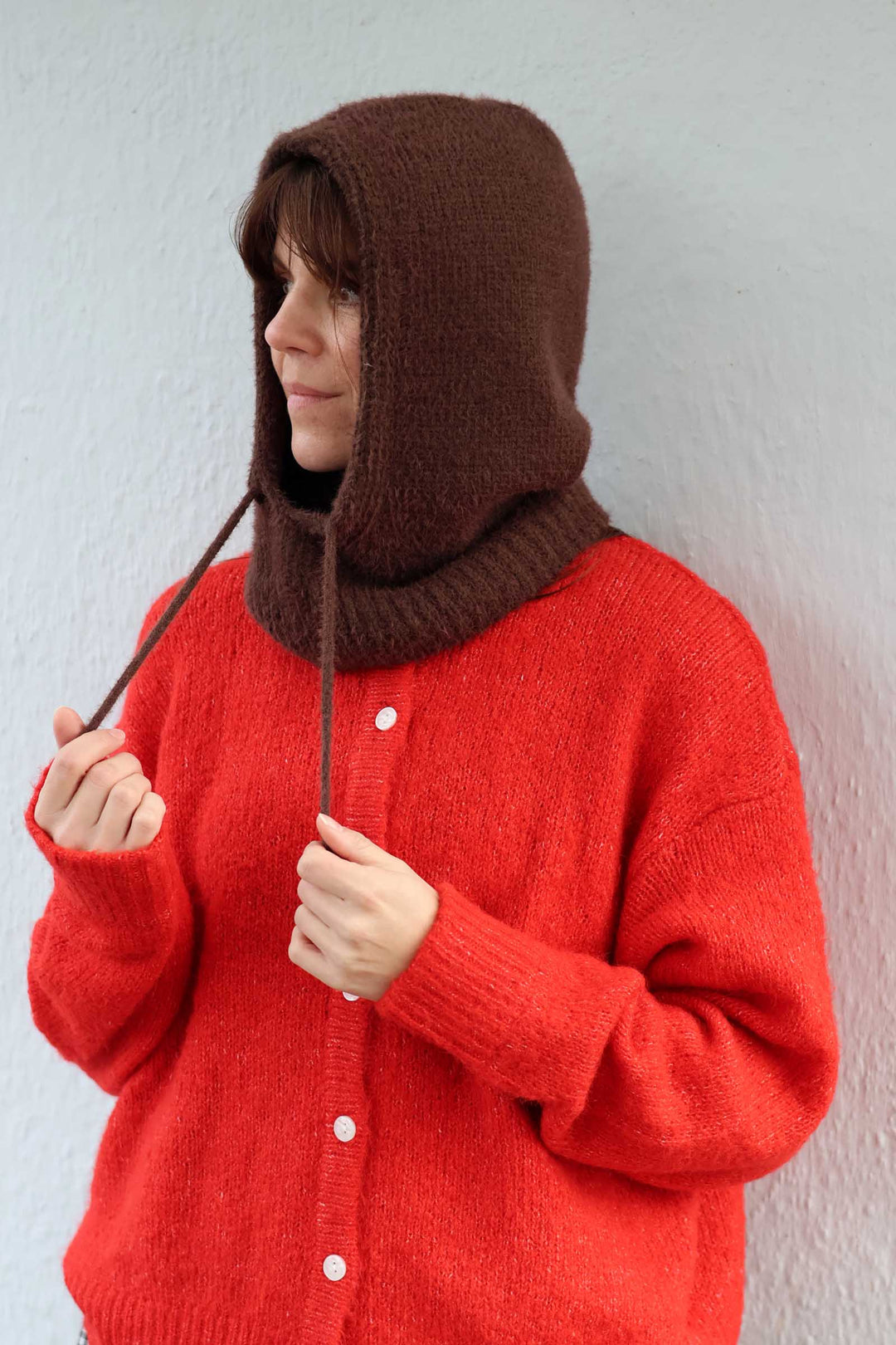Knitted Snood Hood / Chocolate