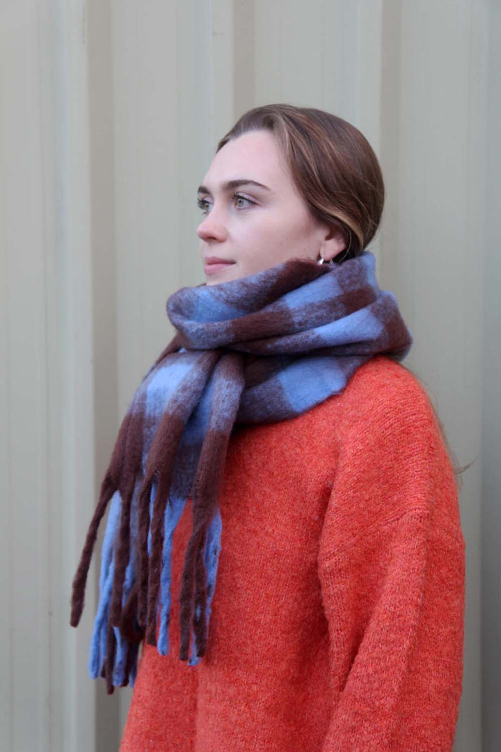 Check Scarf / Brown Blue